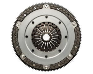 New automotive clutch plate assembly on a transparent background