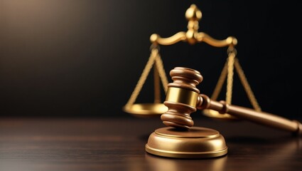 wooden gavel on black background