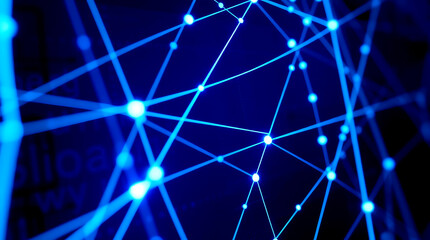 Futuristic digital interface with AI and neural network visualization background