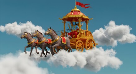 Krishnas Celestial Chariot A Divine Journey Through the Clouds