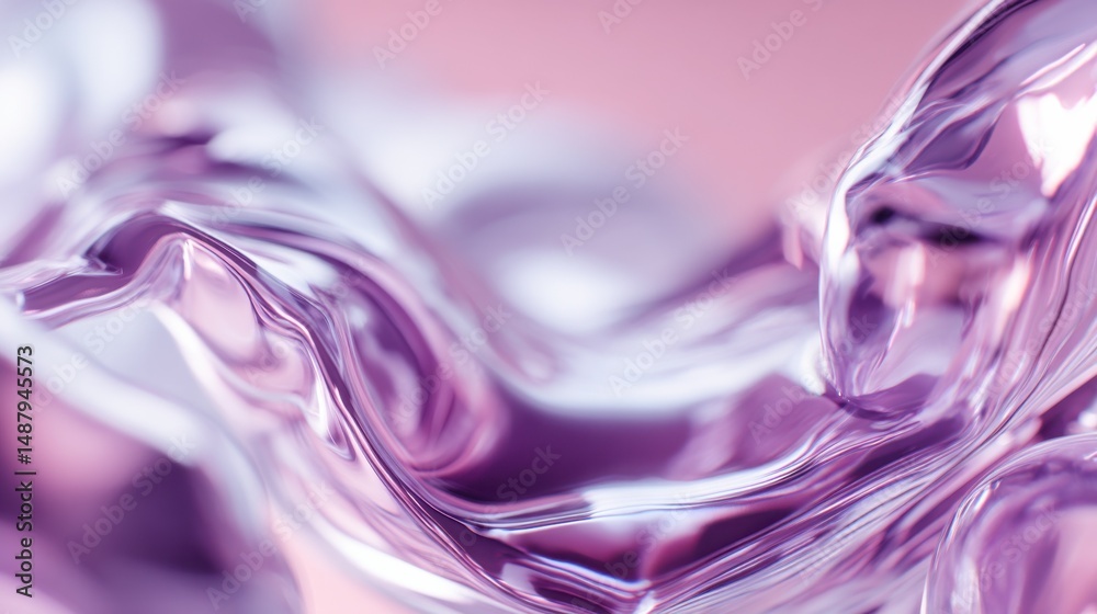 Poster Abstract swirling metallic lavender and pink liquid, flowing dynamic texture with glossy reflections and highlights, creating a luxurious and elegant visual. : Generative AI