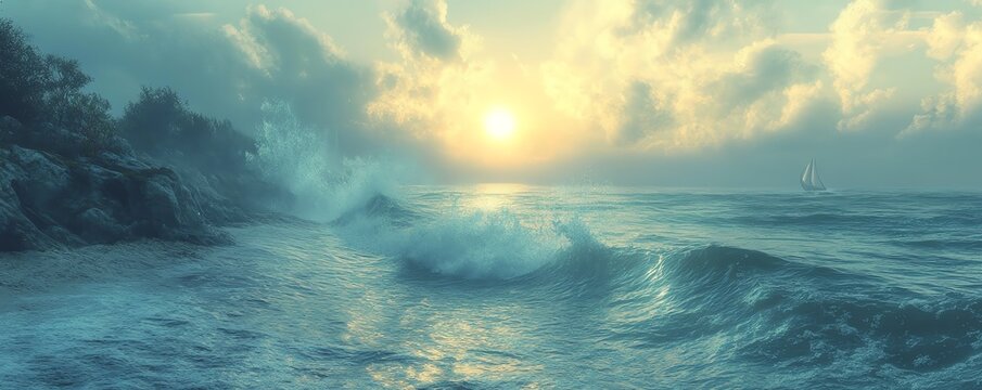 Experience tranquility as you watch waves crash while practicing deep breathing, perfect for relaxation and mindfulness.