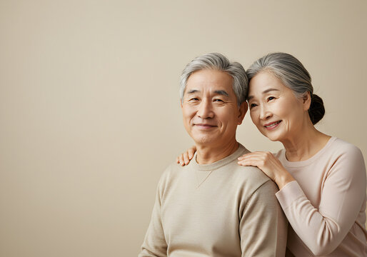 [Generative AI] 다정하게 어깨를 감싸는 시니어 부부의 따뜻한 미소