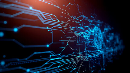 Futuristic digital interface with AI and neural network visualization background