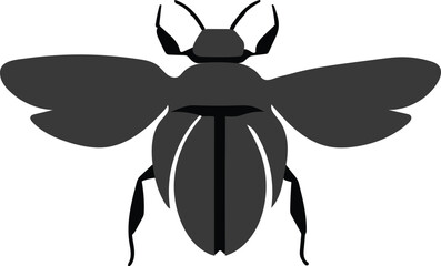 Obraz premium Illustration of a dark gray beetle with spread wings and six legs on white background