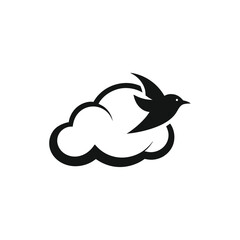 Cloud with birds flying across sky concept
