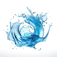Blue Water Splash Curl On White Background