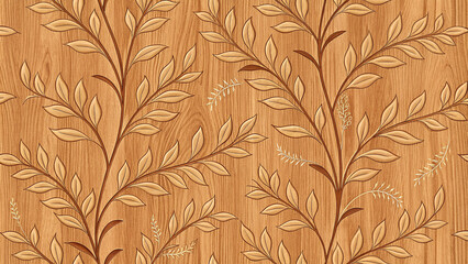 Elegant floral leaf branch wood pattern decorative seamless design for tiles and wallpaper
