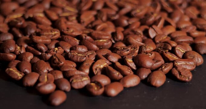 Arabica Coffee Beans Maragogipe Rotating Background. Elephant Beans
