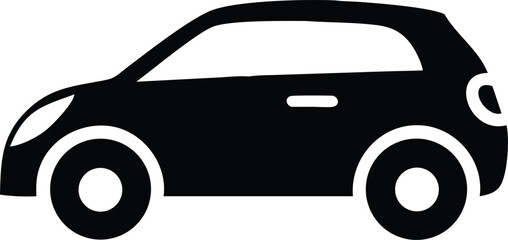 Modern sleek hatchback car silhouette vector with smooth curve and stylish design. perfect for automotive, transportation, and graphic design projects. Clean black and white side profile illustration.