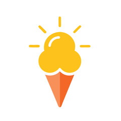 Ice cream topped with glowing sun symbol