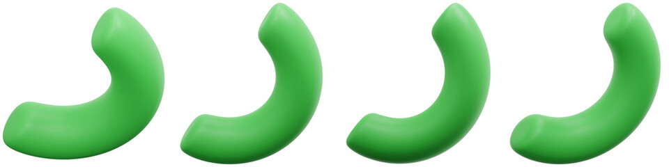 Set of Green Curved Shapes for Creative Design and Artistic Projects 3d Render Icon Illustration