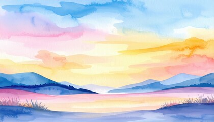 Serene Watercolor Landscape Before the Calm of Disaster Strikes