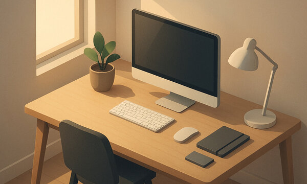 AI Isometric home office setup