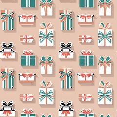 bows and gift wrap icons in soft hues