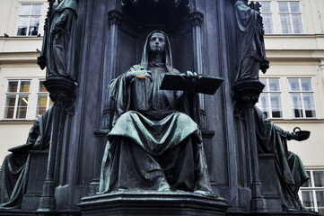 Cultural monument Holy Roman Priest of Emperor Charles or King Karel IV Statue for Czechia people...