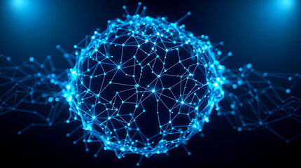 Futuristic digital interface with AI and neural network visualization background