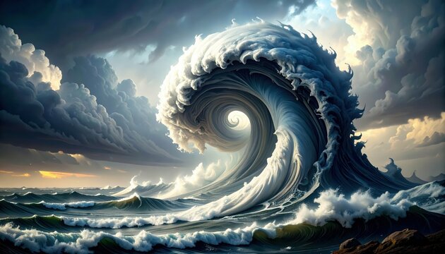 Abstract Sculpture Representing the Raw Power and Chaos of Hurricane