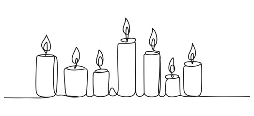 Black Hand-drawn candles Line Art, vector style