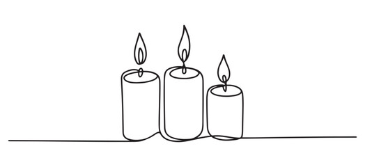 Black Hand-drawn candles Line Art, vector style