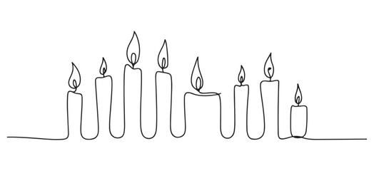 Black Hand-drawn candles Line Art, vector style