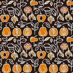 autumn harvest icons in rustic repeat