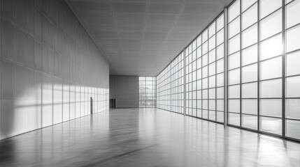 Fototapeta premium Modern Minimalist Interior with Large Windows and Natural Light
