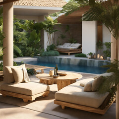 Obraz premium modern living room with pool