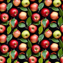 apples and leaves in autumn harvest theme