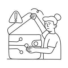 Checking wallet vector outline illustrations. EPS 10 file