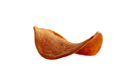 Close up of a single potato chip isolated on a black background