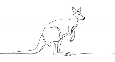 Single line kangaroo drawing