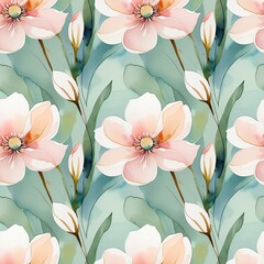 abstract flowers blooming in soft watercolor