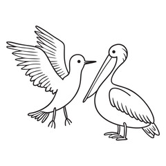 Obraz premium A tern flapping wings beside a resting pelican