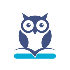 Owl perched calmly on an open book