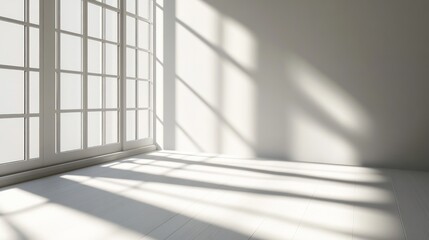 Empty room with sunlight and shadows