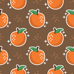 Orange fruit hand drawn, seamless vector design for print on fabric and other uses