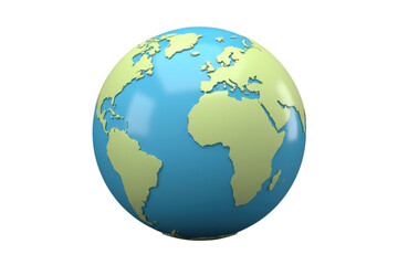 Obraz premium Three dimensional Earth globe map isolated on transparent background