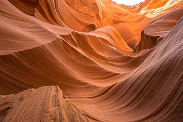 eroded sandstone canyon walls with flowing orange waves

