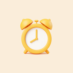 Yellow Alarm Clock Icon on Light Background