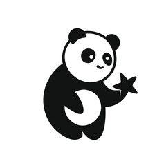 Panda holding glowing star with joy