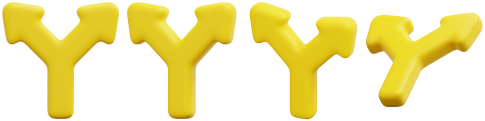 Set of Bright Yellow Plastic Connectors for Design Use 3d Render Icon Illustration