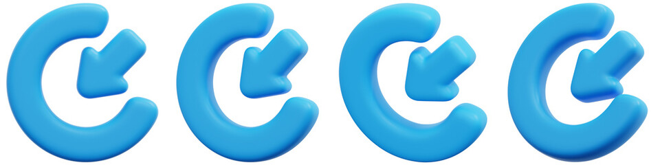 Set of Blue Circular Arrows Icon Symbolizing Refresh and Update Process 3d Render Icon Illustration