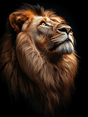 Naklejka premium Portrait of a lion with a golden crown