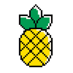 Obraz premium Flat design pixel art pineapple illustration