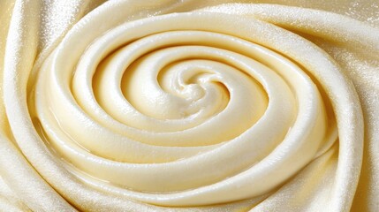 Cream-colored fabric draped in a spiral pattern.
