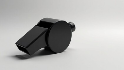 Classic black whistle, plastic, simple design, clean background , signal, whistle