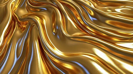 Golden fabric drapes in flowing, smooth folds.