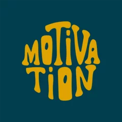 Bold retro groovy typography of the word motivation