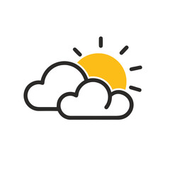 Sun partially covered by outlined cloud